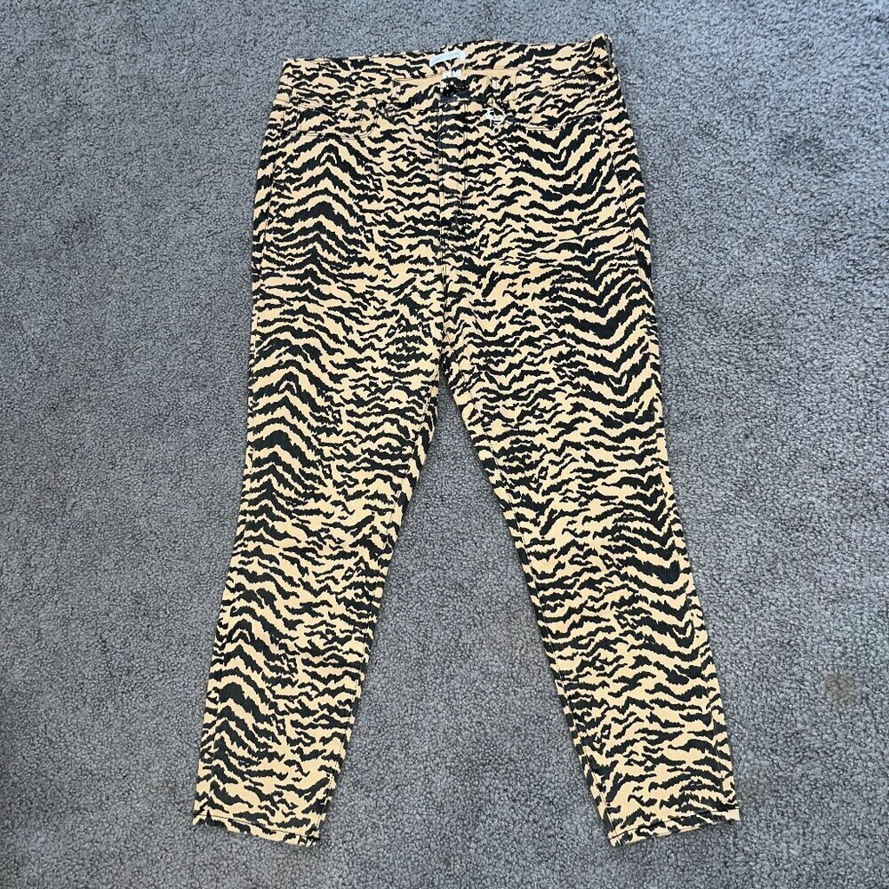 GOOD AMERICAN NWOT Tiger Animal Print GOOD WAIST CROP Stretch Denim Jeans -18